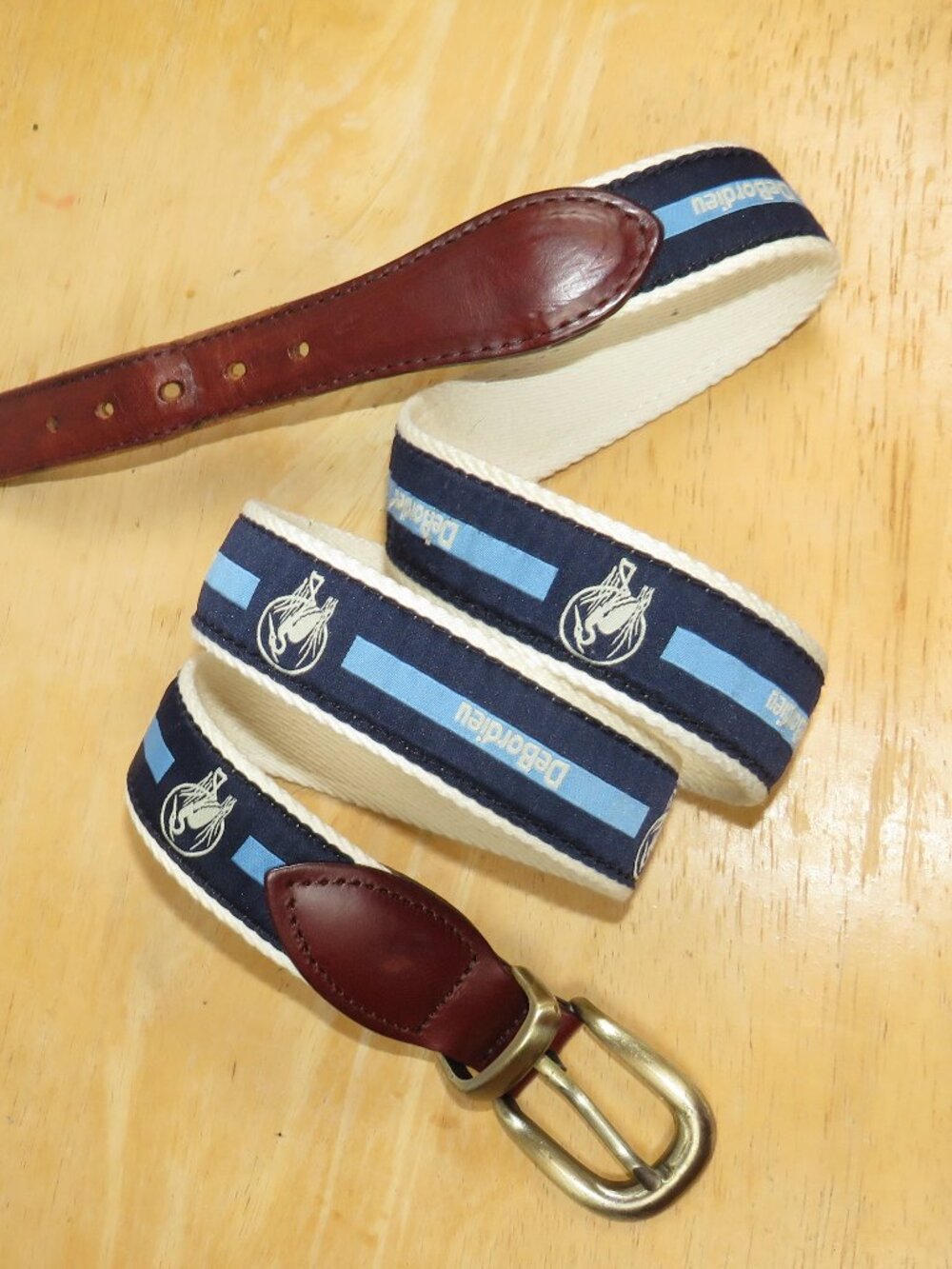 YRI Canvas & Leather Golf Belt DeBordieu Golf Club Ribbon Men's Size 42